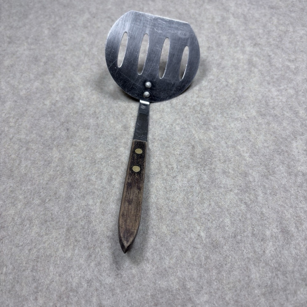 Warco Phillips 66 Slotted Spatula Turner, Stainless Steel & Wood Handle 9"x3.5"